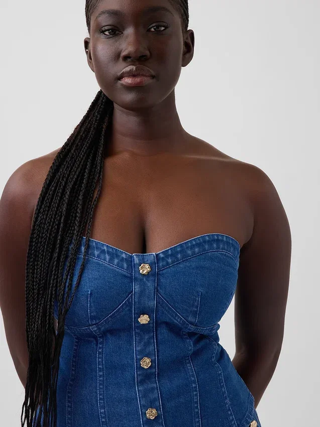 Top a corsetto in denim GAP × Hfr di Atelier Ndigo