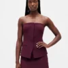 Top a corsetto senza spalline in tessuto bistretch
