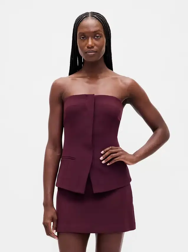 Top a corsetto senza spalline in tessuto bistretch