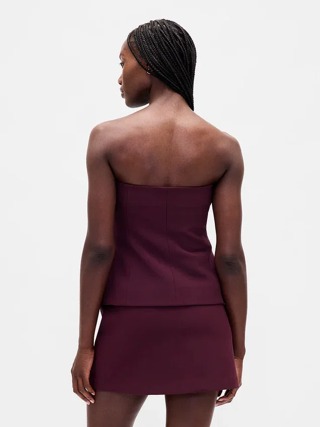 Top a corsetto senza spalline in tessuto bistretch