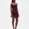 Top a corsetto senza spalline in tessuto bistretch
