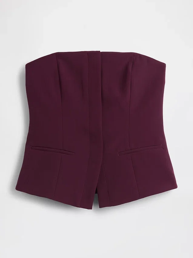 Top a corsetto senza spalline in tessuto bistretch