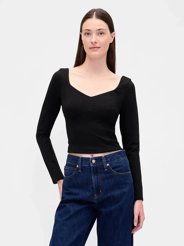 Top a cuore in maglia doppia