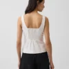 Top a gilet con effetto corsetto in misto lino
