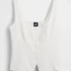 Top a gilet con effetto corsetto in misto lino