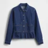 Top aderente in denim con peplo
