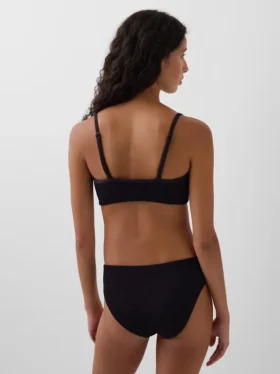 Top bikini a scollo rotondo a costine