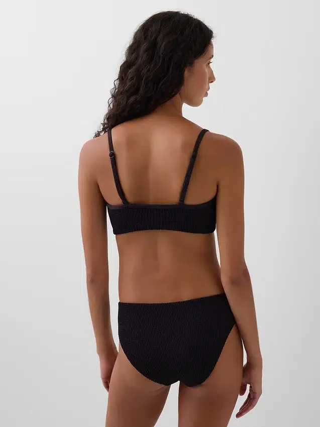 Top bikini a scollo rotondo a costine
