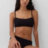 Top bikini a scollo rotondo a costine