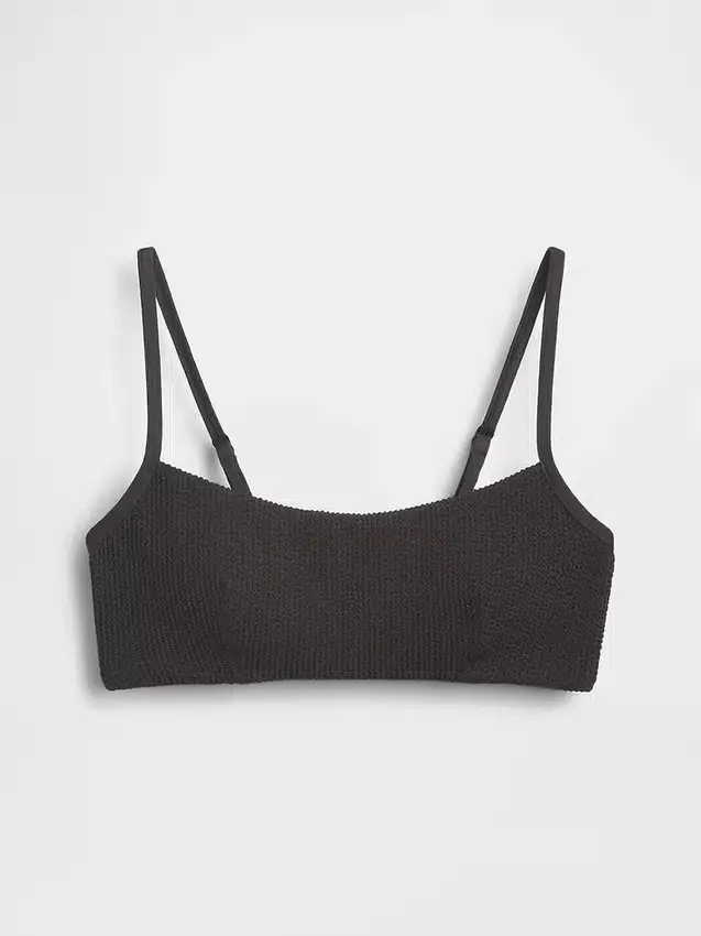 Top bikini a scollo rotondo a costine