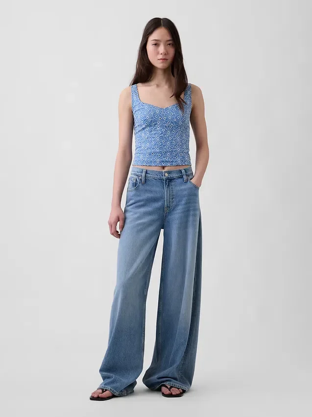Top bustier corto con occhielli
