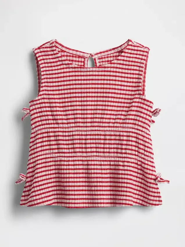 Top con fiocco in maglia stropicciata per neonato & bebè