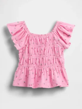 Top con maniche svolazzanti e smock per neonato & bebè