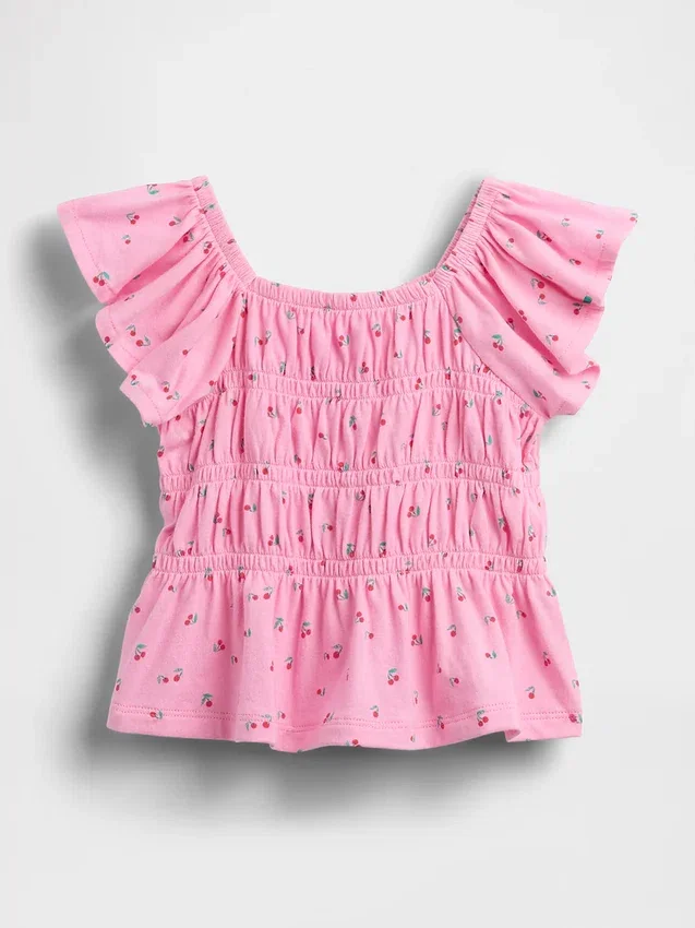 Top con maniche svolazzanti e smock per neonato & bebè