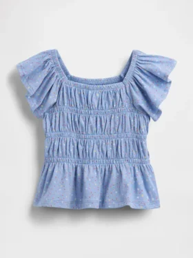 Top con maniche svolazzanti e smock per neonato & bebè