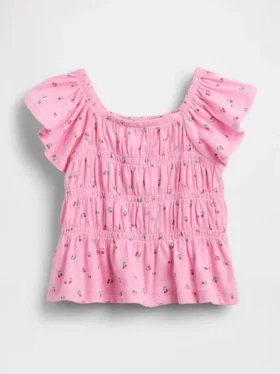 Top con maniche svolazzanti e smock per neonato & bebè