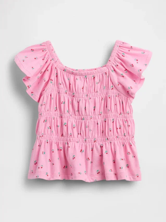 Top con maniche svolazzanti e smock per neonato & bebè