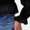 Top con peplo, collo a V e colletto