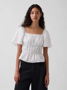 Top con peplo e scollo quadrato