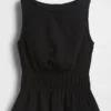 Top con peplo in garza di cotone con smock in vita