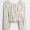 Top con peplo in maglia stropicciata per bambini