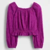 Top con peplo in maglia stropicciata per bambini