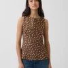Top con scollo a barchetta in misto lino
