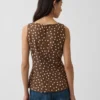 Top con scollo a barchetta in misto lino