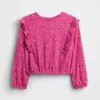 Top con volant in maglia stropicciata per bambini