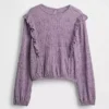 Top con volant in maglia stropicciata per bambini