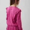 Top con volant in maglia stropicciata per bambini