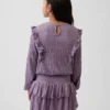 Top con volant in maglia stropicciata per bambini