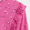 Top con volant in maglia stropicciata per bambini