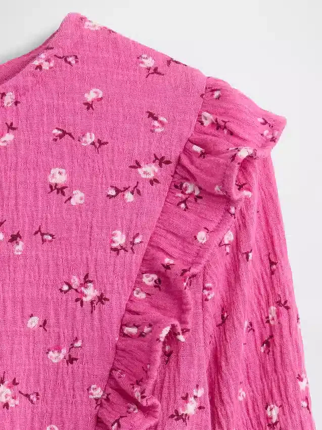 Top con volant in maglia stropicciata per bambini