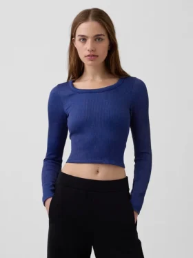 Top corto a costine senza cuciture GapFit