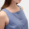 Top corto con abbottonatura frontale in misto lino