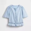 Top corto con peplo in denim