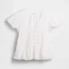 Top corto con peplo in voile di pizzo