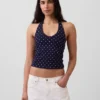 Top corto con scollo all’americana in maglia fitta