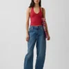 Top corto con scollo all’americana in maglia fitta