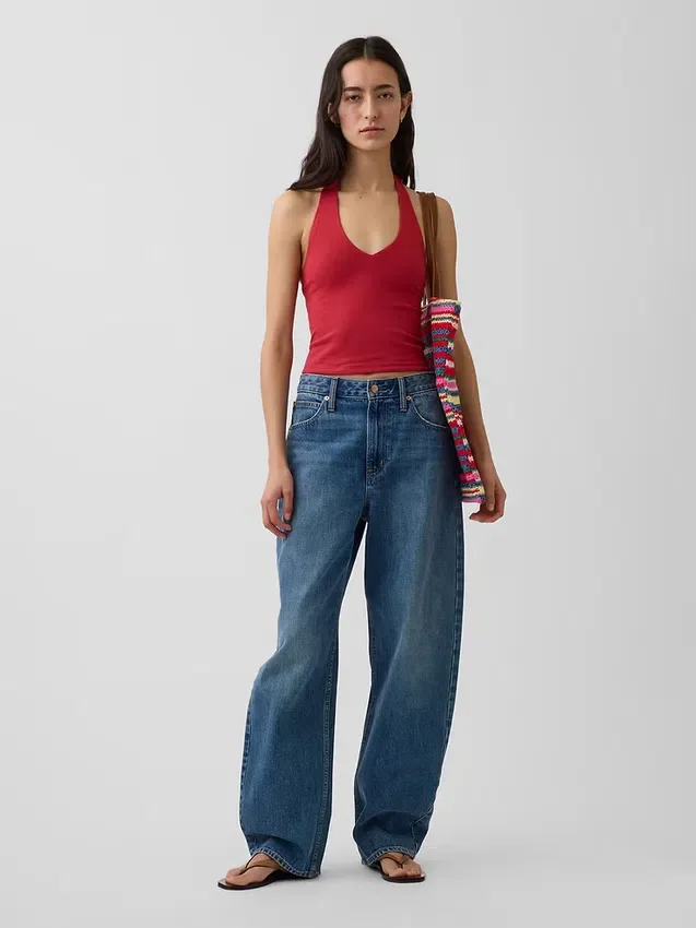 Top corto con scollo all’americana in maglia fitta