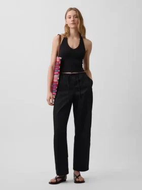 Top corto con scollo all’americana in maglia fitta