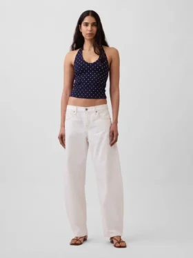 Top corto con scollo all’americana in maglia fitta