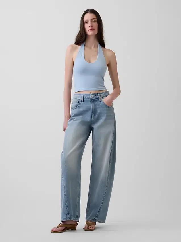 Top corto con scollo all’americana in maglia fitta