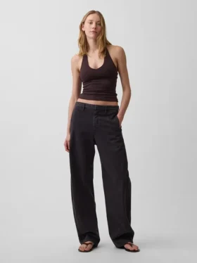 Top corto con scollo all’americana in maglia fitta