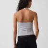 Top corto con scollo all’americana in maglia fitta