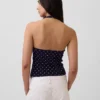 Top corto con scollo all’americana in maglia fitta