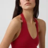 Top corto con scollo all’americana in maglia fitta
