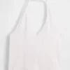 Top corto con scollo all’americana in maglia fitta