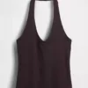 Top corto con scollo all’americana in maglia fitta